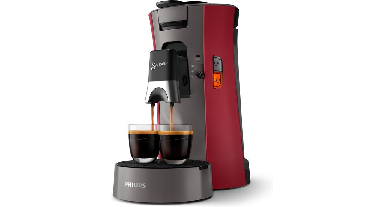 Philips Senseo Select CSA230/90 Koffiepadapparaat - Dieprood/kasjmiergrijs