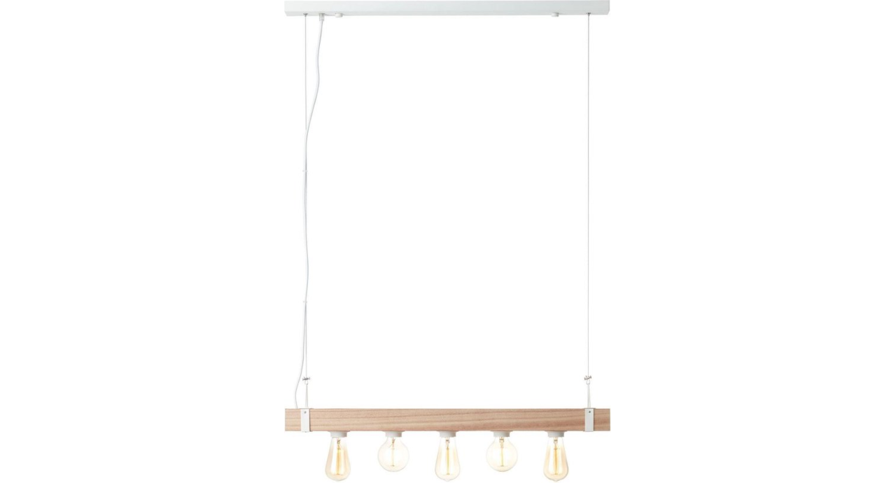 Brilliant lamp White Wood hanglamp 5-lichts beton / hout