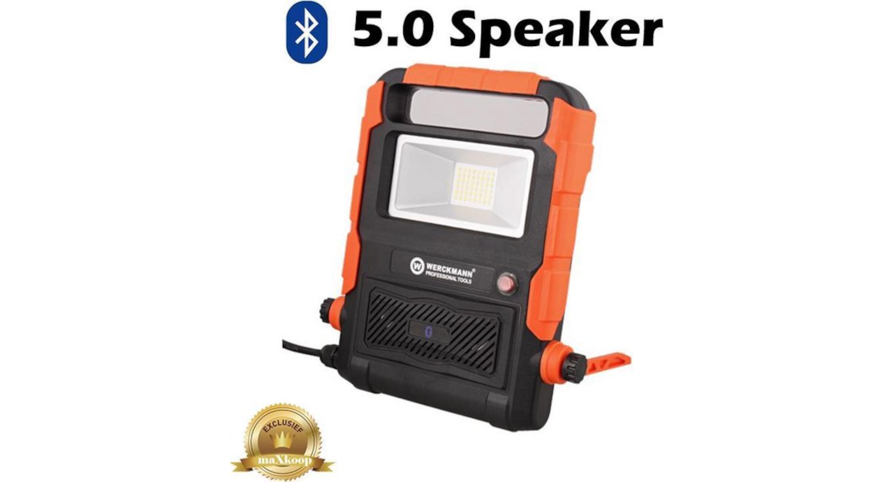Werckmann Professionele Bouwlamp - werklamp Bluetooth met speaker