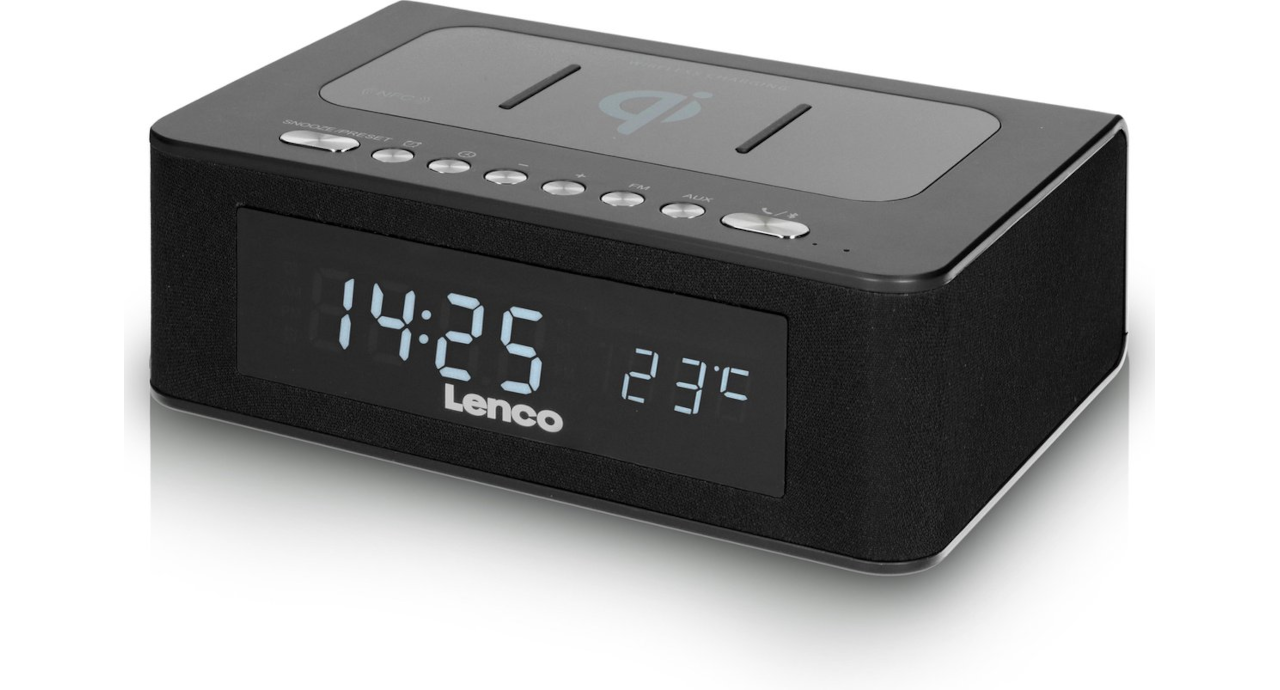 Wieg klassiek pianist Lenco CR-580BK - Wekkerradio met Qi Wireless Smartphone oplader -  Temperatuurweergave - Zwart - CoolSound.nl