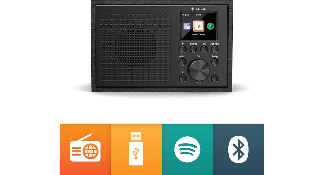 Oakcastle -, Internet Radio WiFi, Spotify Connect, Bluetooth, Alarma Dual, Line in