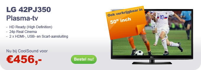 LG 42PJ350 Plasma-tv. Nu bij CoolSound voor €456,-