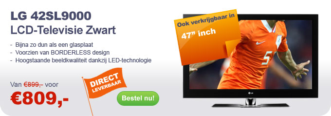 LG 42SL9000 LCD-Televisie Zwart. Van €899,- voor €809,-